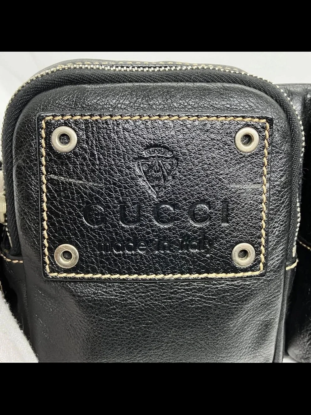 Gucci Black Leather Dual Pouch Belt Bag
